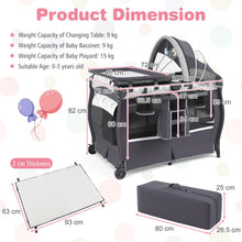 Load image into Gallery viewer, 5 in 1 Portable Pack and Play with Bassinet and Mattress