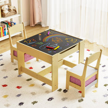 Load image into Gallery viewer, Kids Table Chair Set with Double Side Tabletop Table and Storage Box