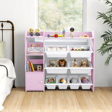 Load image into Gallery viewer, Toy Storage Organizer, 4 Tiers Kids Bookshelf and Toy Storage Unit with 8 Bins