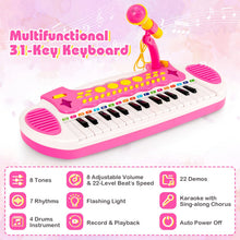 Load image into Gallery viewer, 31 Keys Kids Piano and Stool with Adjustable Microphone