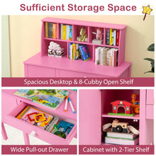 Load image into Gallery viewer, Kids Study Desk and Chair Set with Hutch and Storage Cabinet