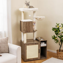 Load image into Gallery viewer, Cat Litter Box Enclosure with Sisal Scratching Post and Mat