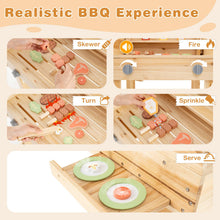 Load image into Gallery viewer, Kids Barbecue Playset, Wooden BBQ Grill Toy Set with Wheels