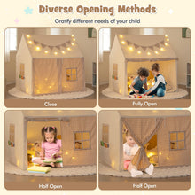 Load image into Gallery viewer, Kids Tent, Large Play Tent with Padded Mat, Star Lights, Flags, Windows & Storage Pockets
