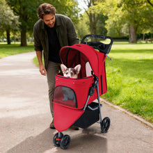 Load image into Gallery viewer, Pet Stroller with Adjustable Canopy and 3 Shock-absorbing Wheels