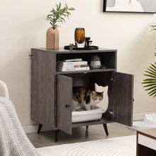 Load image into Gallery viewer, Cat Litter Box Enclosure, Wooden Hidden Kitty Washroom with Shelves