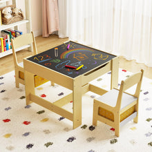 Load image into Gallery viewer, Kids Table Chair Set with Double Side Tabletop Table and Storage Box