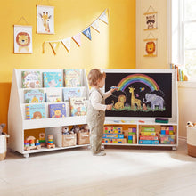 Load image into Gallery viewer, Kids Bookshelf, Double-Sided Children Bookcase with Wheels