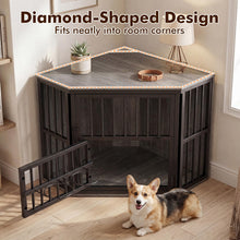 Load image into Gallery viewer, Wooden Dog House with 3-Level Adjustable Dog Bowl Rack