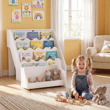 Load image into Gallery viewer, Kids Bookshelf, Wooden Toddler Book Toy Storage Organizer with Rolling Drawer Cart