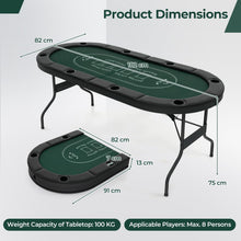 Load image into Gallery viewer, Foldable Poker Table for 8 Players Portable Oval Card Board with Cup Holders