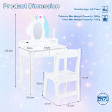 Load image into Gallery viewer, Kids Vanity Table and Chair Set, Princess Dressing Table