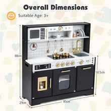 Load image into Gallery viewer, Kids Play Kitchen, Wooden Pretend Toy Kitchen with Realistic Lights & Sounds