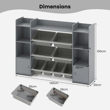 Load image into Gallery viewer, 142 cm Large Toy Storage Organizer with 8 Removable Bins and Bookshelf