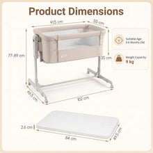 Load image into Gallery viewer, Bedside Crib with 4 Castors, Extendable Legs, Removable Mattress