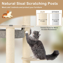 Load image into Gallery viewer, Wooden Cat Tree, 150cm Cat Climbing Tower with Top Padded Perch, Hammock