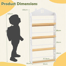 Load image into Gallery viewer, Kids Bookshelf, 4-Tier Book Display Rack with Anti-Falling Baffles