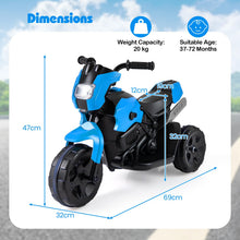 Load image into Gallery viewer, Kids Electric Motorcycle, 6V Battery Powered Motorbike with LED Headlight