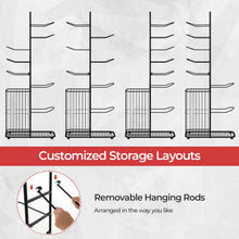 Load image into Gallery viewer, Sports Equipment Organizer Display Rack with Basket and 7-Tier Detachable Stand