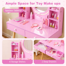 Load image into Gallery viewer, Wooden Girls Dressing Tables with 2-Color LED Lighted Mirror