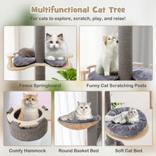 Load image into Gallery viewer, 5-Tier Wooden Cat Tower Floor to Ceiling Cat Tree with Adjustable Height