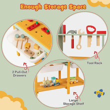 Load image into Gallery viewer, Kids Workbench, Wooden Play Workbench with Chalkboard, Storage Shelf