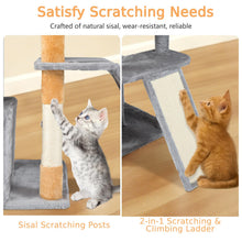 Load image into Gallery viewer, 128 CM Tall Cat Tree with Sisal Scratching Posts and Ladder