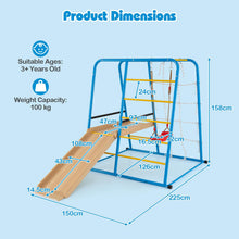 Load image into Gallery viewer, 6-in-1 Indoor Jungle Gym Metal Climber with Slide and Monkey Bars
