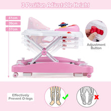 Load image into Gallery viewer, Baby Walker, 6 in 1 Foldable Toddler Push Along Walker with Wheels, Music Tray, Lights and Rocker Mode
