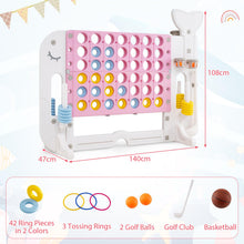Load image into Gallery viewer, Height Adjustable Drop-4 Game with Ring-toss, Basketball, Golf Club, Balls