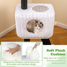 Load image into Gallery viewer, Cat Tree, 110cm Lamb-Shaped Cat Tower with 2-Door Rattan Condo
