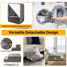 Load image into Gallery viewer, 4-step Foam Dog Stairs with Non-slip Bottom and Removable Washable Cover