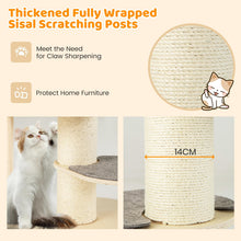 Load image into Gallery viewer, Wooden Cat Tree, 120cm Cat Climbing Tower with Thickened Sisal Scratching Posts, Sisal Carpet, Hammock, 2 Platforms & Removable Pad