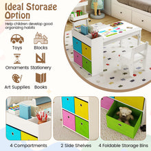 Load image into Gallery viewer, Kids Art Table and Chairs Set with Paper Roll and Storage Shelves