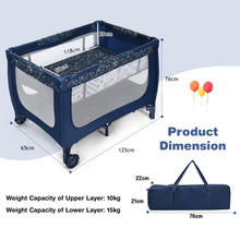Load image into Gallery viewer, 2-in-1 Foldable Baby Playpen with Lockable Wheels and Mattress