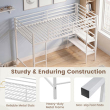 Load image into Gallery viewer, Kids Loft Bed, Metal Single Size Low Loft Bed with Under-Bed Space, Storage Shelves