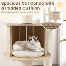 Load image into Gallery viewer, 132cm Tall Wooden Cat Tree Solid Plywood Kitten Tower with Space Capsule