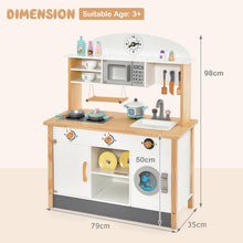 Load image into Gallery viewer, Wooden Kids Play Kitchen, Chef Pretend Toy Kitchen with Clock