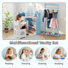 Load image into Gallery viewer, Corner Dressing Table with Lighted Mirror for Playroom Bedroom