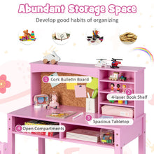 Load image into Gallery viewer, Wooden Kids Desk and Chair Set with Hutch for Studying and Reading