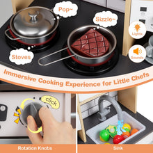 Load image into Gallery viewer, Wooden Kitchen Playset with Sound and Light for Boys Girls
