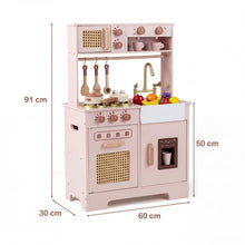 Load image into Gallery viewer, Kids Play Kitchen, Wooden Toy Kitchen with Stoves, Oven