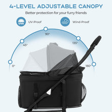 Load image into Gallery viewer, Foldable Pet Stroller with 4-Level Adjustable Canopy and Storage Basket