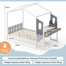 Load image into Gallery viewer, Toddler House Floor Bed with Study Desk