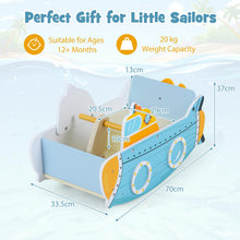 Load image into Gallery viewer, Kids Rocking Boat, Submarine-Themed Wooden Rocking Ship Toy with Rotating Propeller