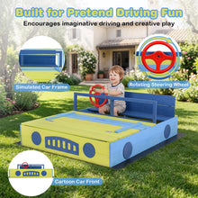 Load image into Gallery viewer, Kids Sandbox, 118 x 100cm Wooden Sand Pit with Bench Seats, Folding Lid, Sandpit Liner