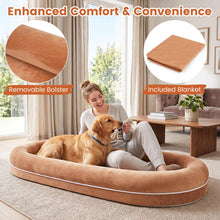 Load image into Gallery viewer, Human Dog Bed with Plush Blanket, Washable Cover