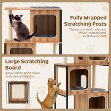 Load image into Gallery viewer, Modern Cat Tree, 133cm Tall Cat Tower with Wooden Condo
