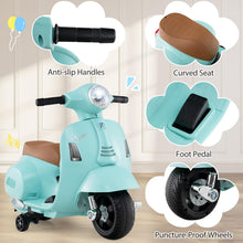 Load image into Gallery viewer, Kids Electric Motorbike, 6V Battery Powered Licensed Vespa Motorcycle with Training Wheels