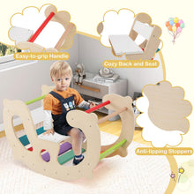 Load image into Gallery viewer, Kids Climbing Frame, Toddler Rocking Horse with Backrest & Seat, Indoor Wooden Arch Climber for 1+ Years Old Boys Girls
